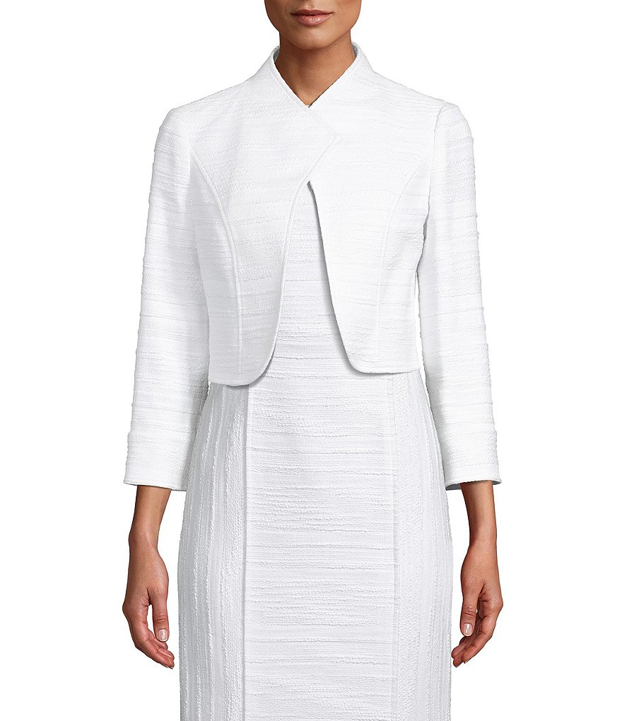 Kasper Snap Front One Button Notch Crepe Jacket