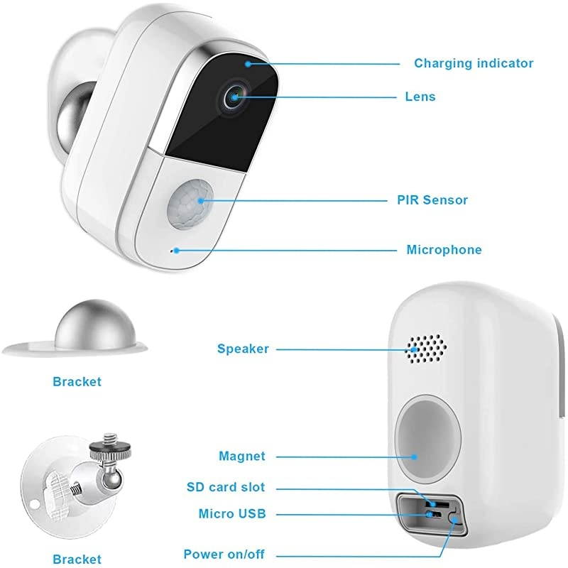 Home Security Camera Outdoor Indoor 100 WireFree Rechargeable Battery Powered Security Camera Outdoor Indoor 1080P Video Motion Detection Night Vision 2Way Audio IP65 Waterproof