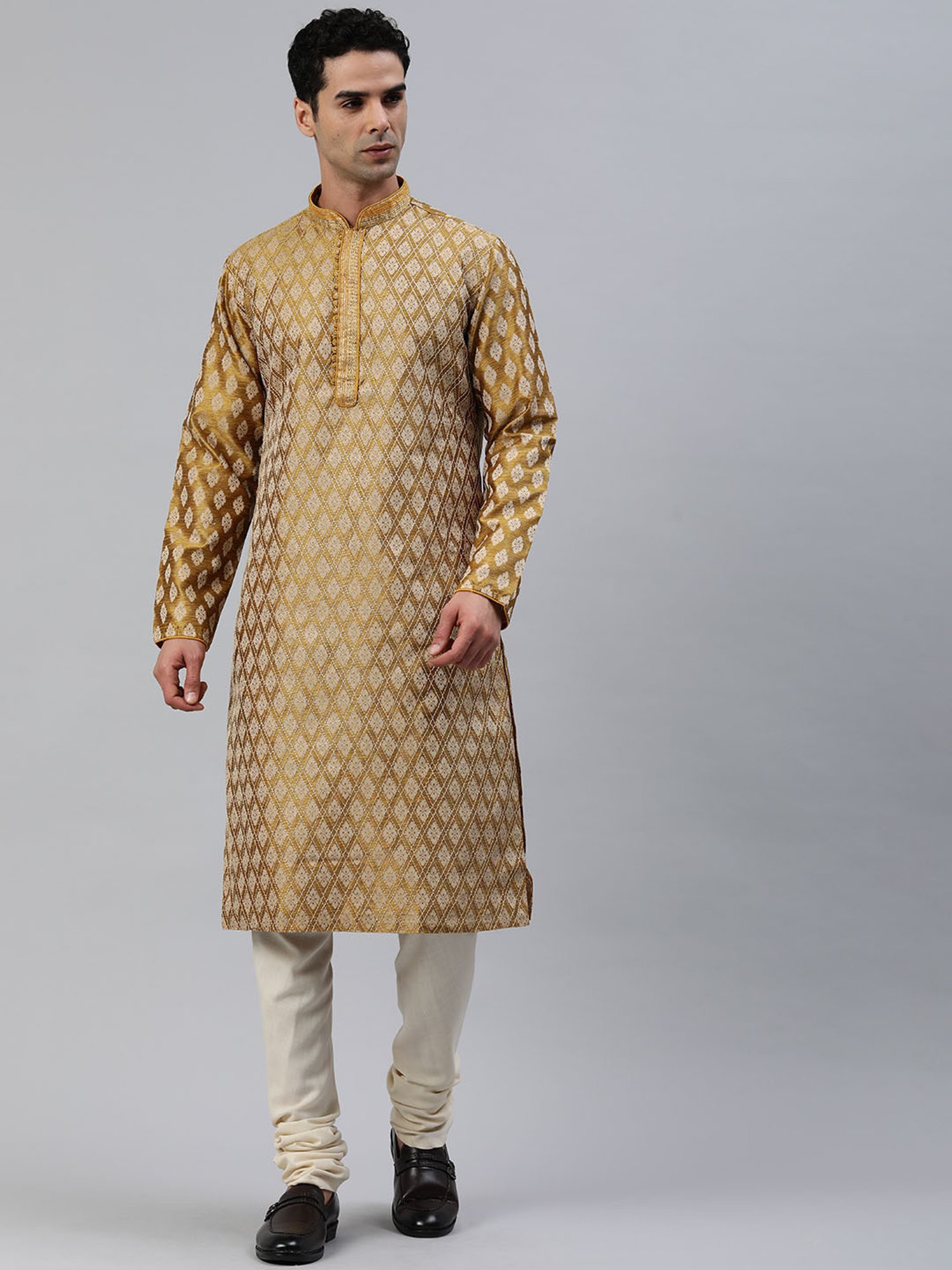 Manthan Yellow Regular Fit Self Design Kurta