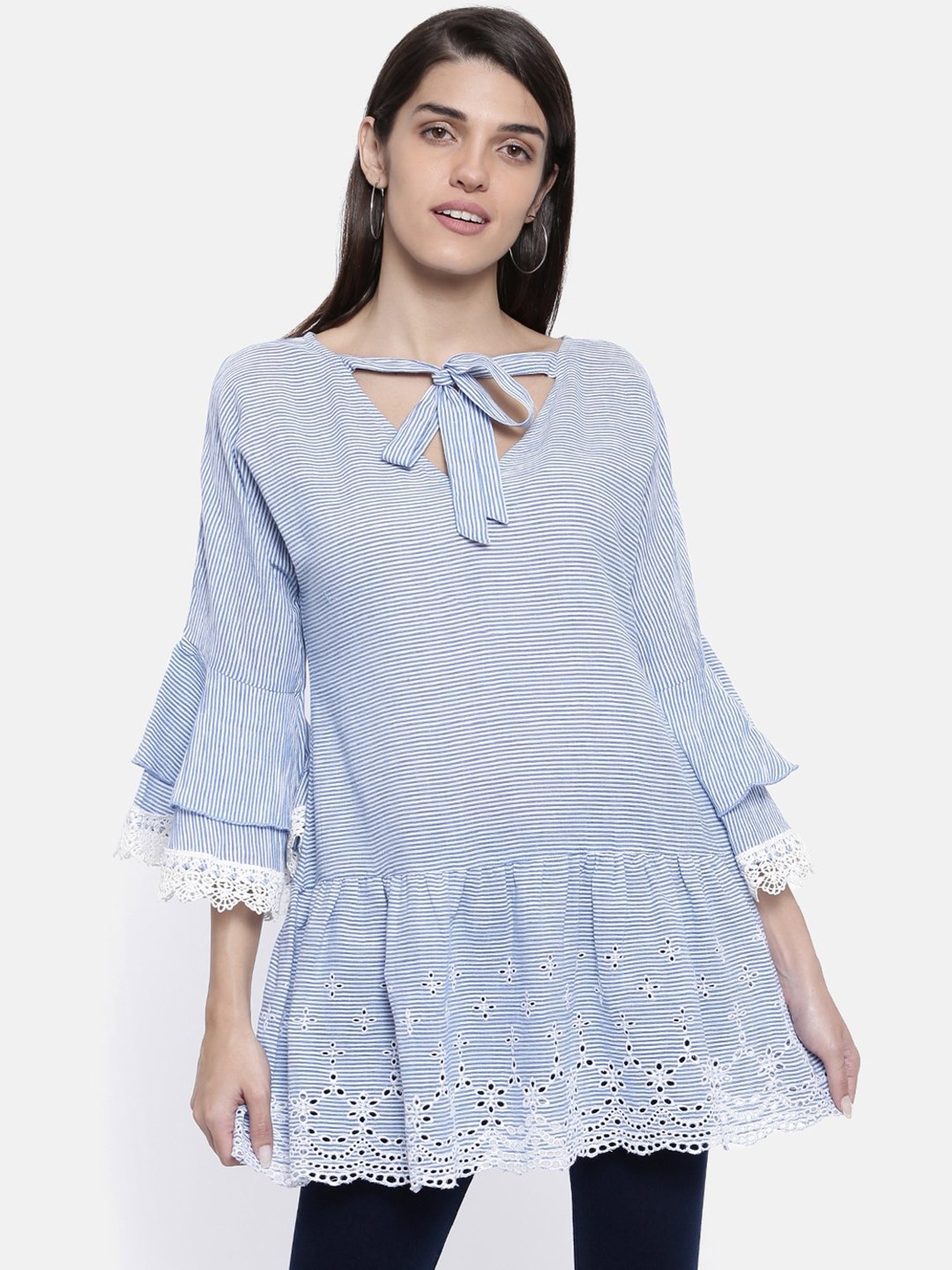 The Kaftan Company Blue Striped Top