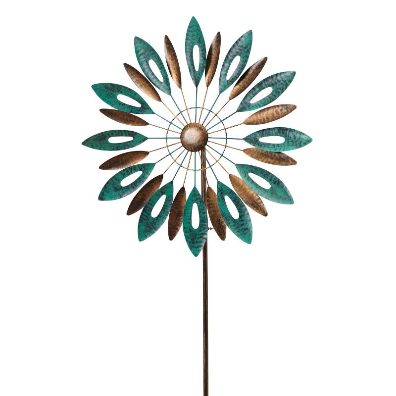 Gerson International 72-Inch High Metal Leaf-Motif Wind Spinner Yard Stake