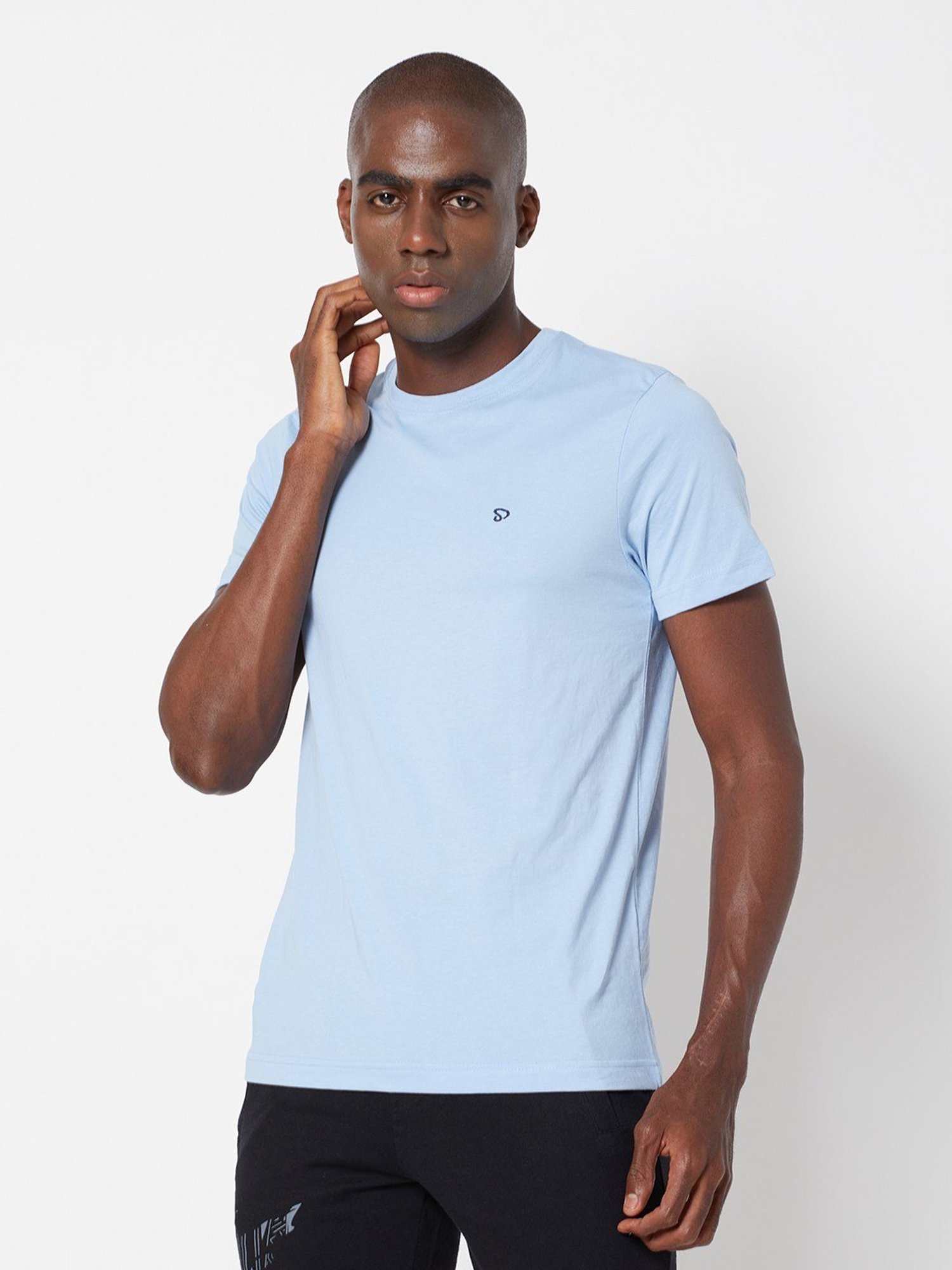 Sporto Sky Blue Regular Fit T-Shirt
