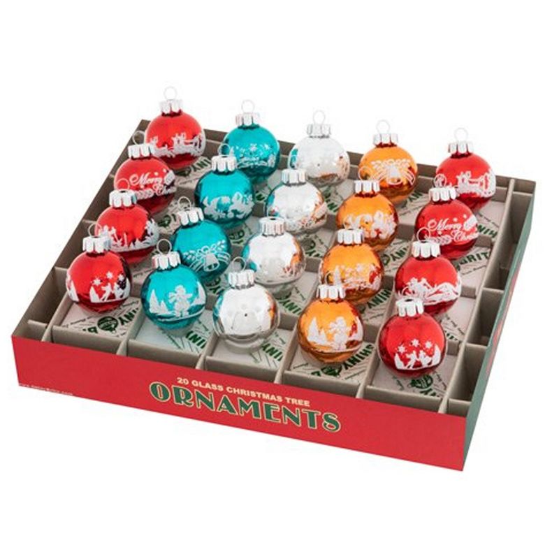 Shiny Brite 1.25" 1.25 Nh Flocked Rounds Set/20 Ornament Nostalgic Holiday 2019  -  Tree Ornaments