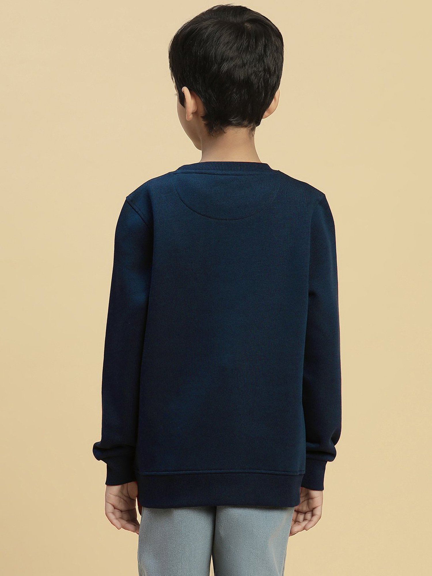 Kidsville Captain America Embellished Navy Sweatshirt For Boys