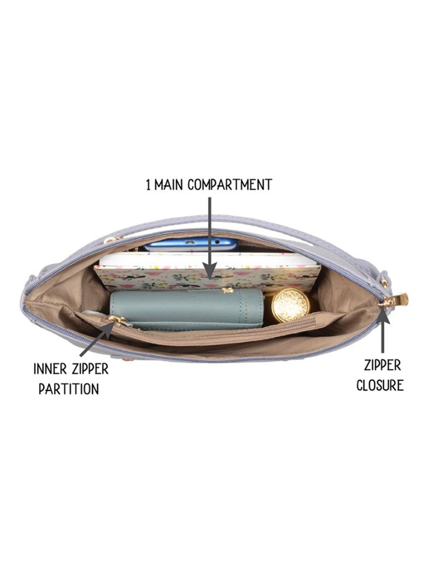 Baggit Purple Small Hobo Bag