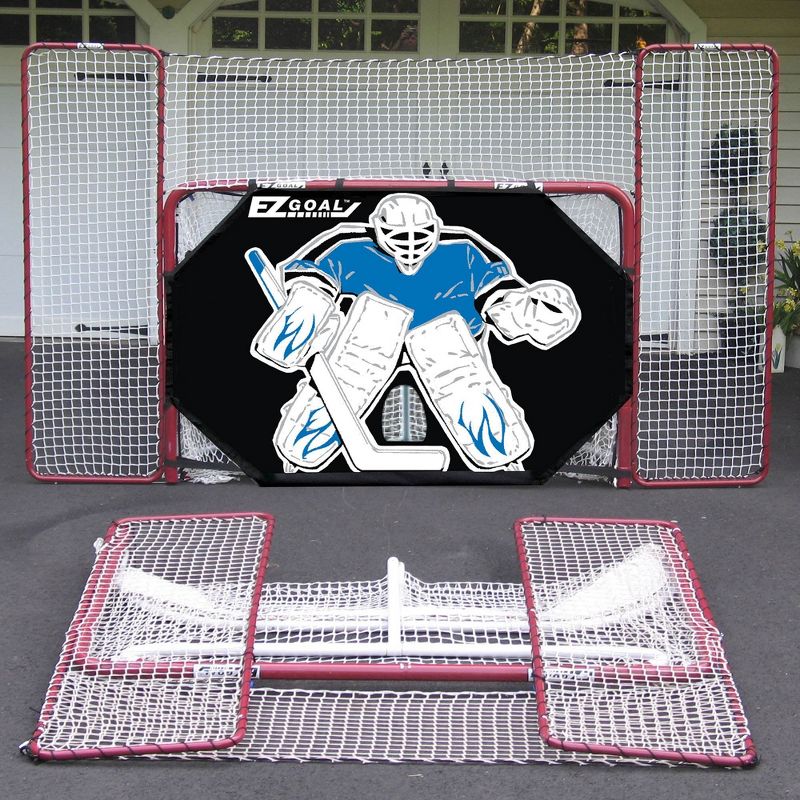 EZ Goal Folding Hockey Training Goal Net w/ Backstop, Targets, & Shooter Tutor