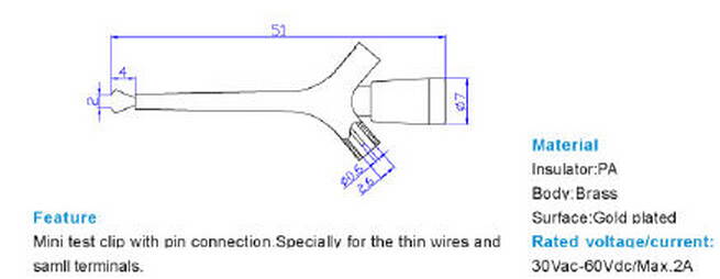WWH-5Pieces Test clip with pin connection for equipment testing blue