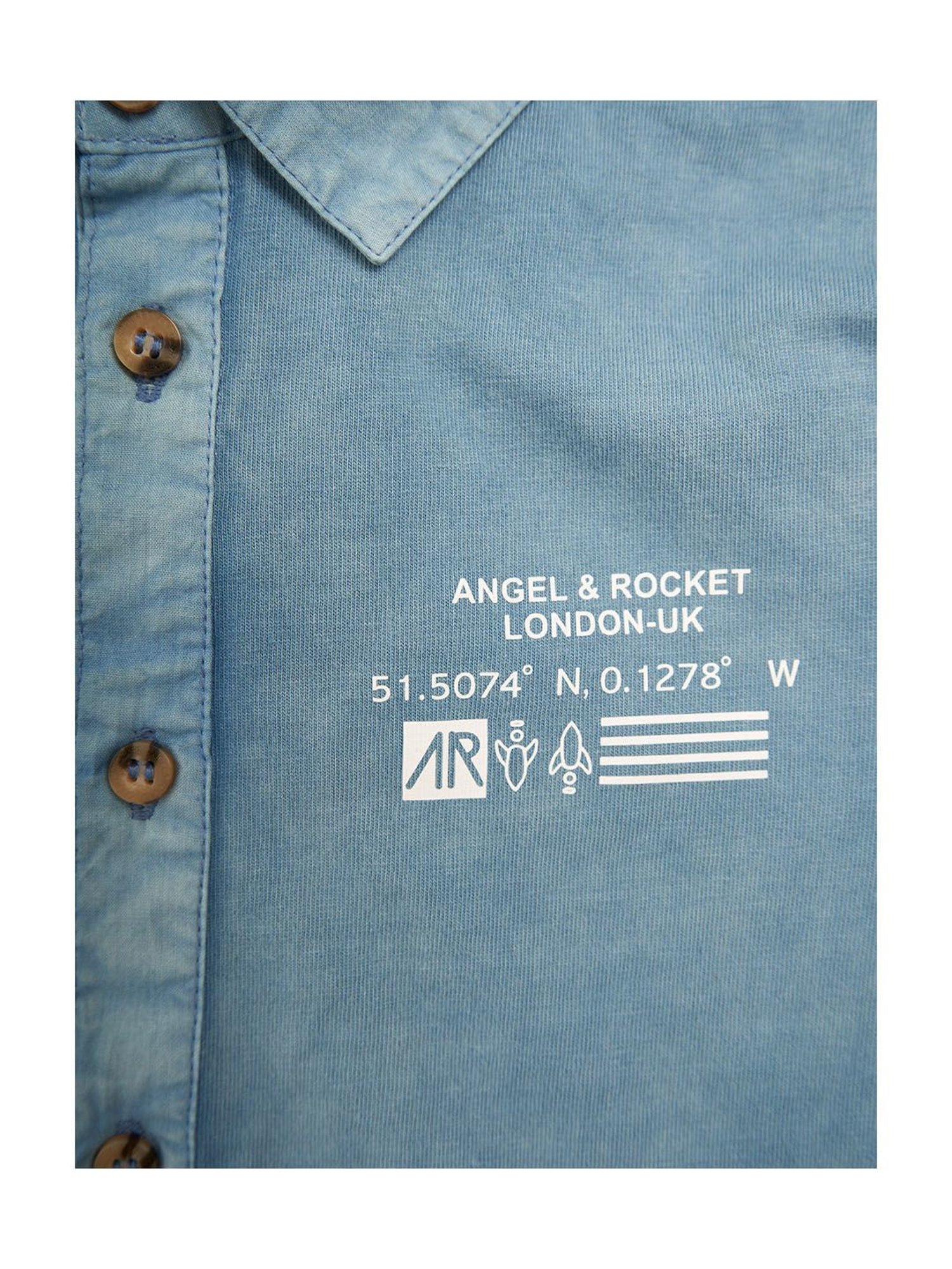 Angel & Rocket Kids Blue Solid Full Sleeves Shirt