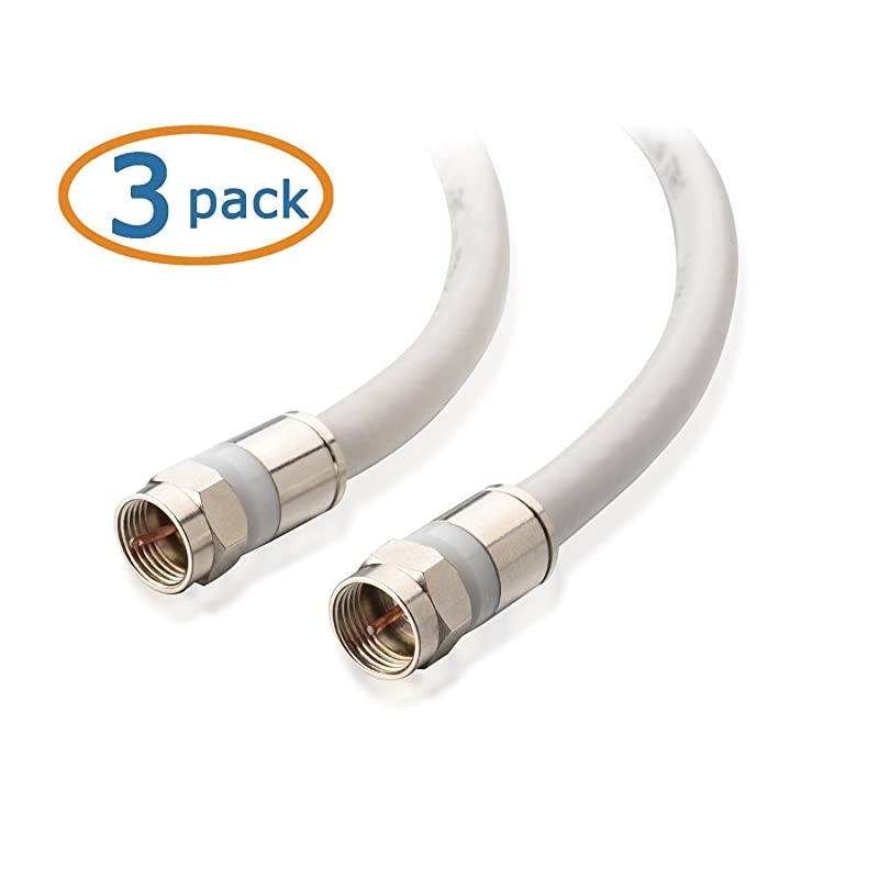 3Pack CL2 inWall Rated cm Quad Shielded Coaxial RG6 Coax in White 10 Feet