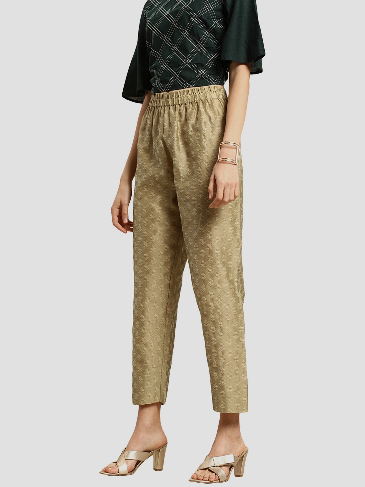 KSUT Golden Embroidered Pants