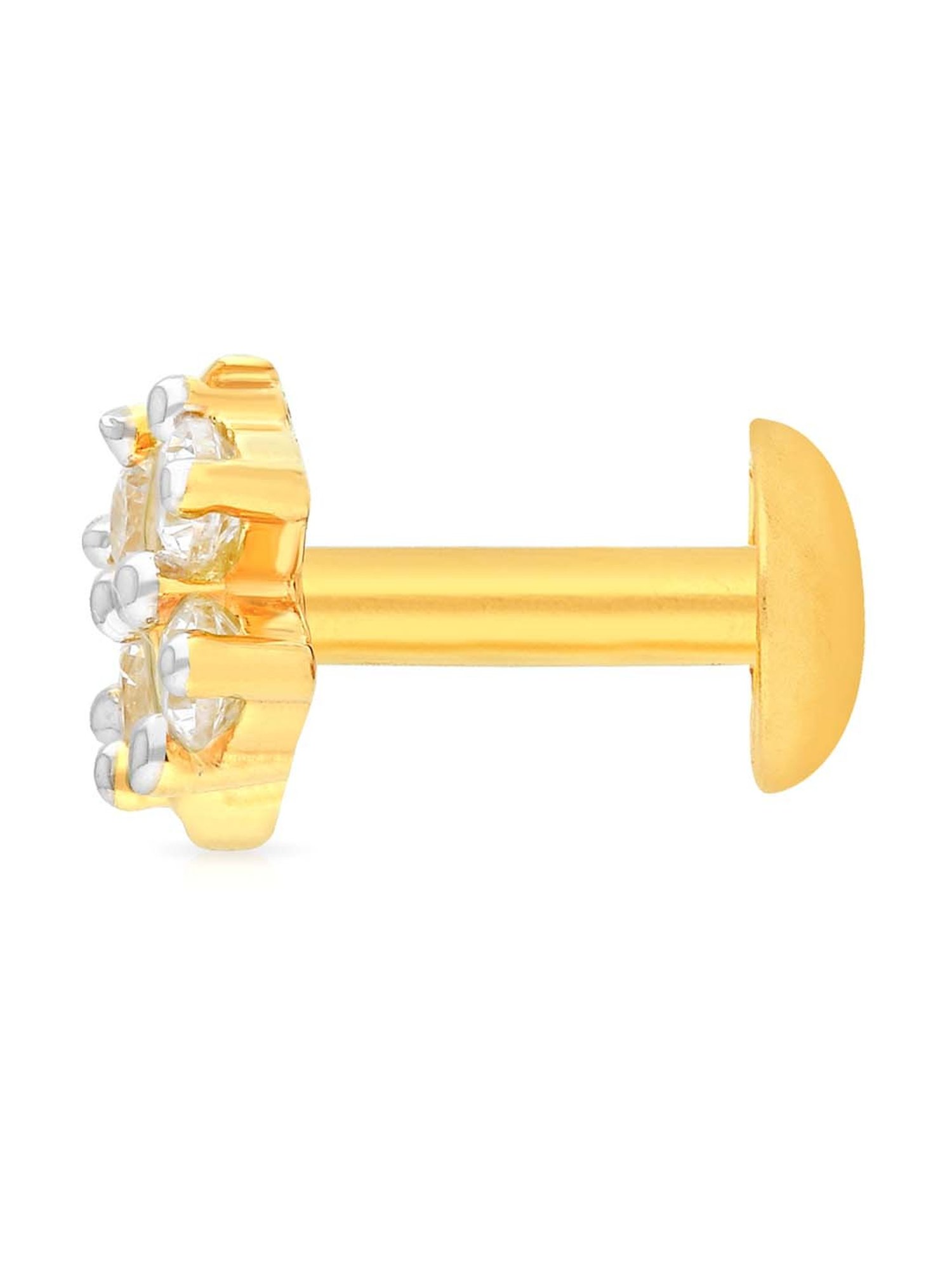 Malabar Gold and Diamonds 22k Gold Floral Nosepin for Women