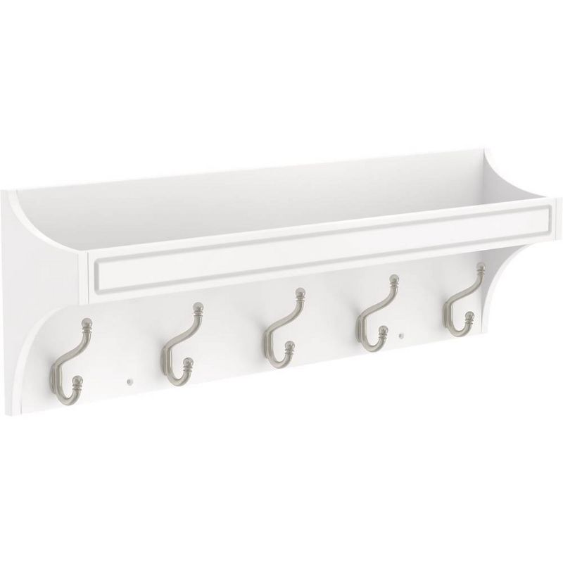 Franklin Brass 28" Classic Arch Trayed Decorative Hook Rack Pure White/Nickel