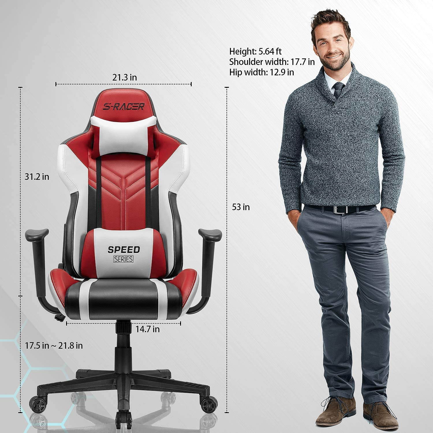 Homall Gaming Chair Racing Style High-Back PU Leather Office Chair Computer Desk Chair Executive and Ergonomic Swivel Chair with Headrest and Lumbar Support (Blue)