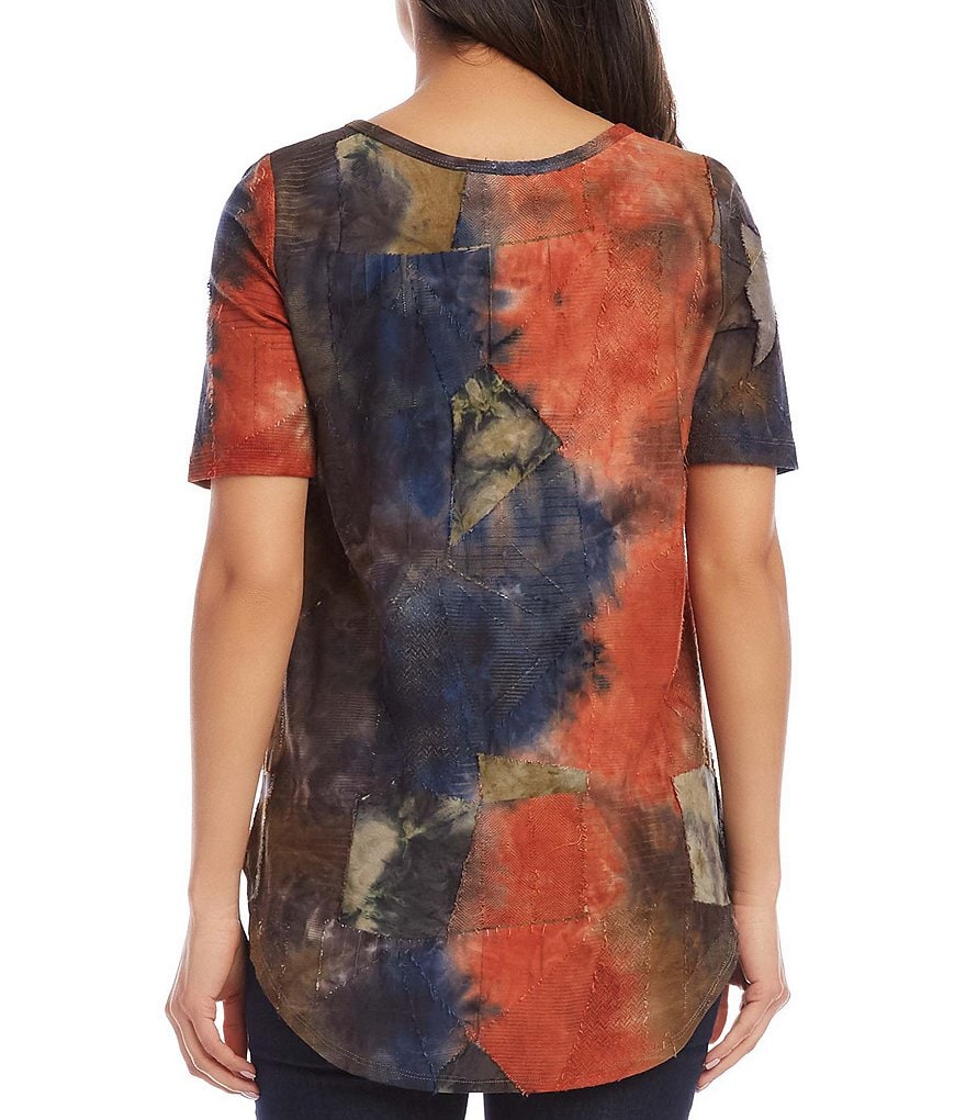 Karen Kane Tie-Dye Round Neck Short Sleeve Shirttail Tee