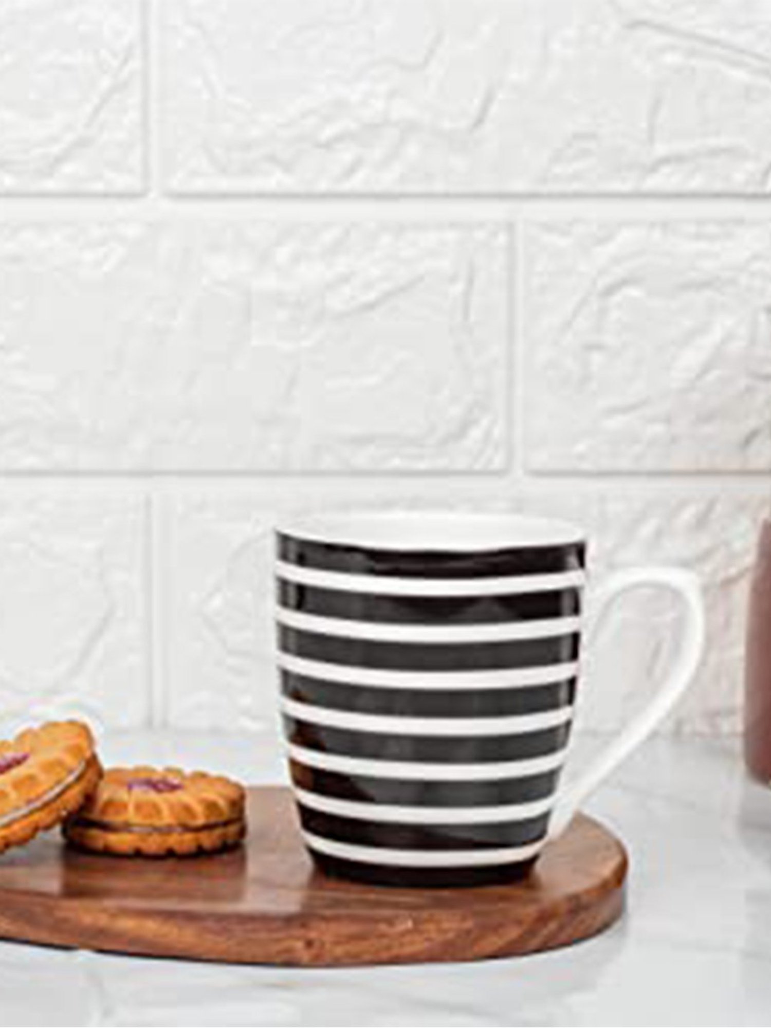 Femora Stripes Multicolor Porcelain Tea Cups - Set of 6 (160ml)