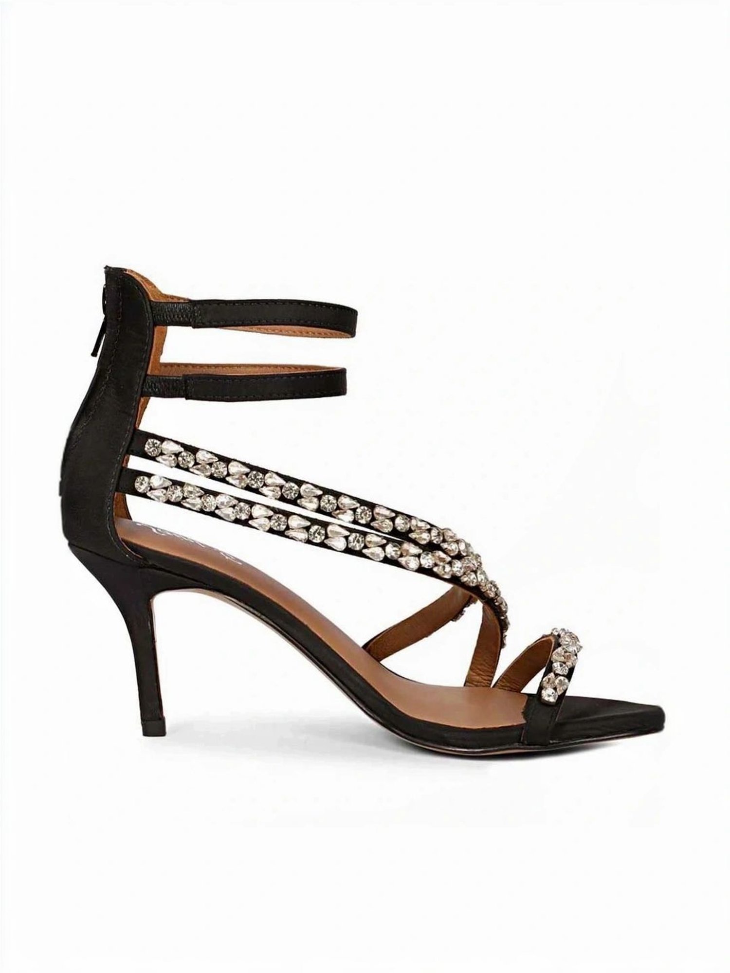 Saint G Women's Vittoria Black Ankle Strap Stilettos