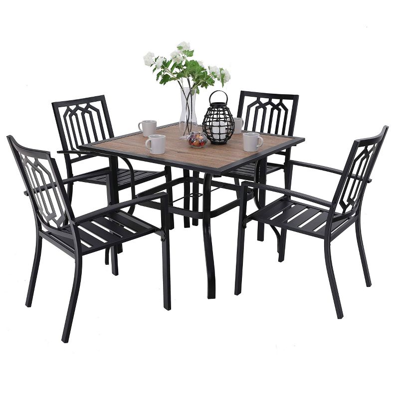 5pc Patio Table & Metal Chairs with Diamondback Design - Captiva Designs