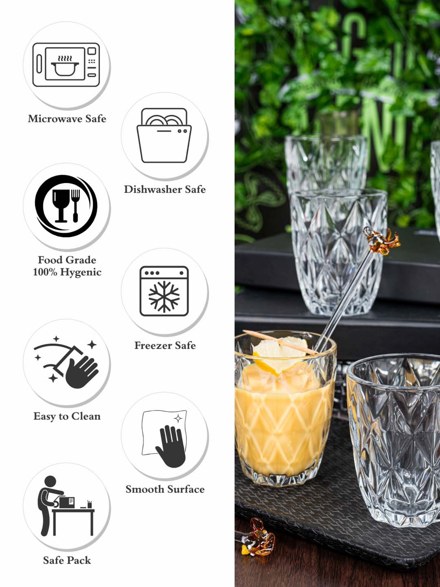 Goodhomes Transparent Drinking Glasses (260 ml) - Set of 6