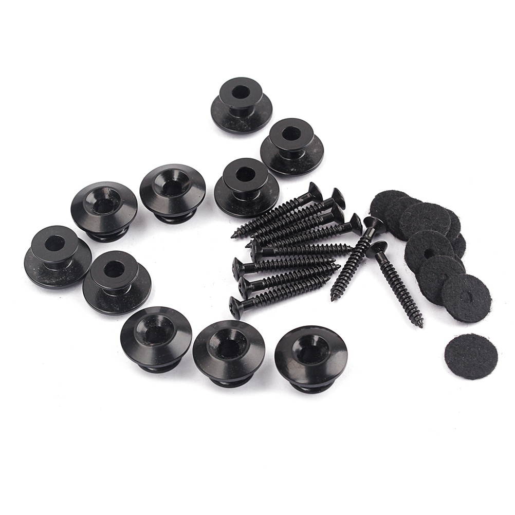 2 Pcs Black Guitar Strap Lock Metal Strap Lock Button For Guitar Bass Guitar Parts Accessories (Black)