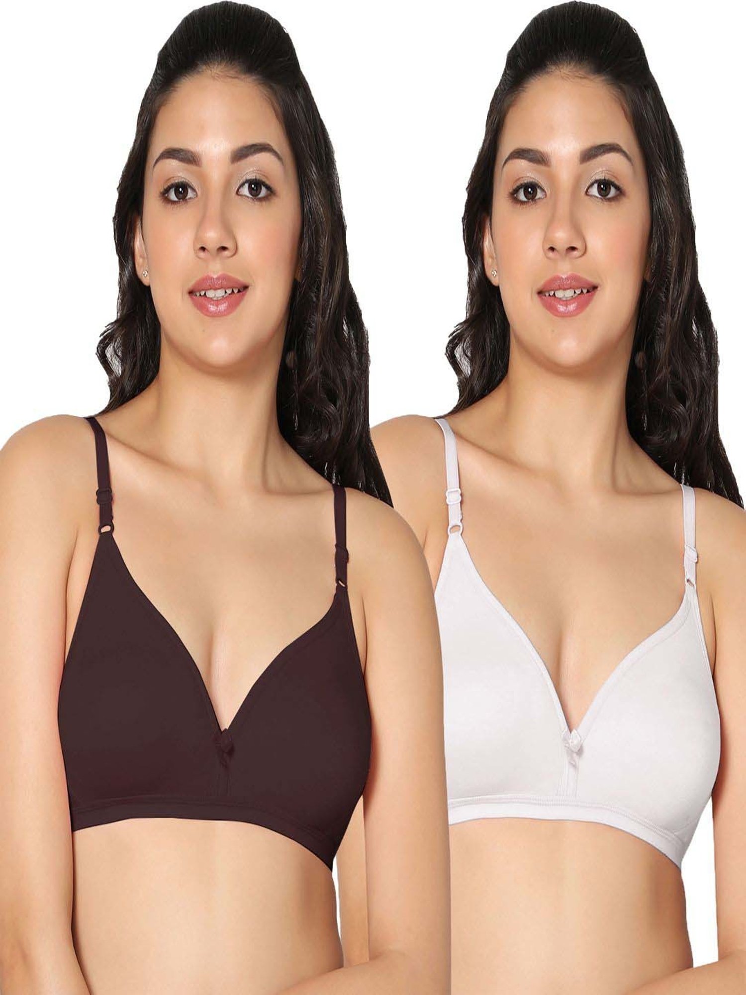 IN CARE Brown & White Cotton T-Shirt Bras - Pack Of 2