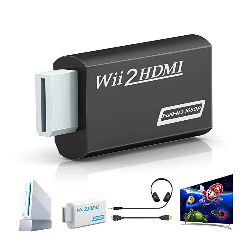 Wii to hdmi Converter,  wii to hdmi Adapter, wii to hdmi1080p 720p Connector Output Video & 3.5mm Audio - Supports All Wii Display Modes.
