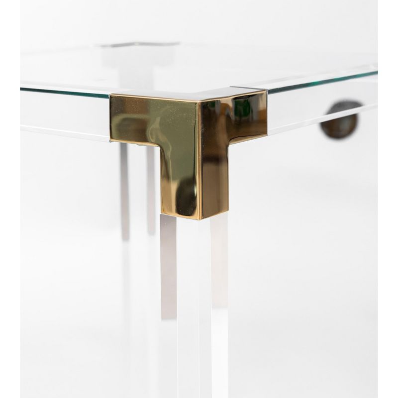 Bold Tones Square Acrylic Gold Metal Modern Tempered Glass End Side Table