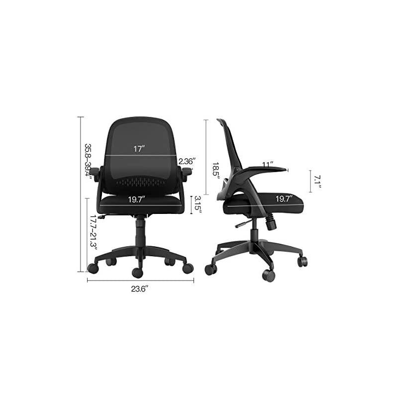 Office Task Desk Chair Swivel Home Comfort Chairs with Flip-up Arms and Adjustable Height, Black