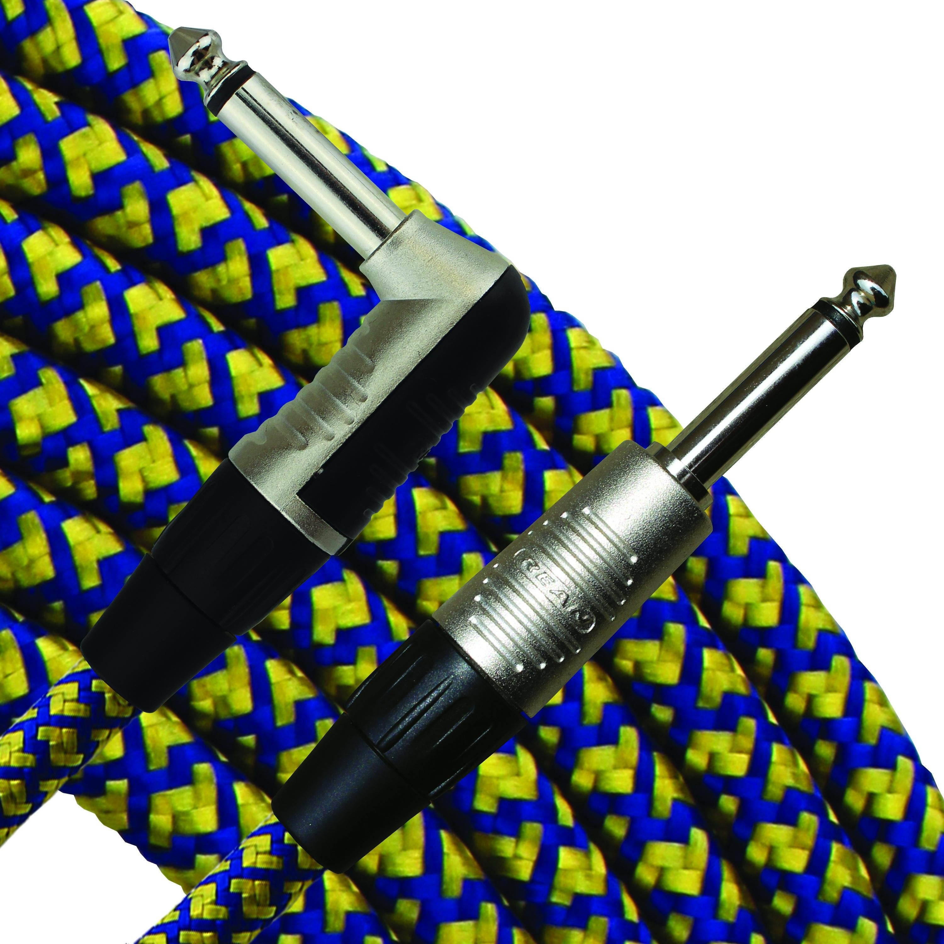 RapcoHorizon 18' Vintage Cloth Instrument Cable, Vintage, 1/4" Straight to Right Angle