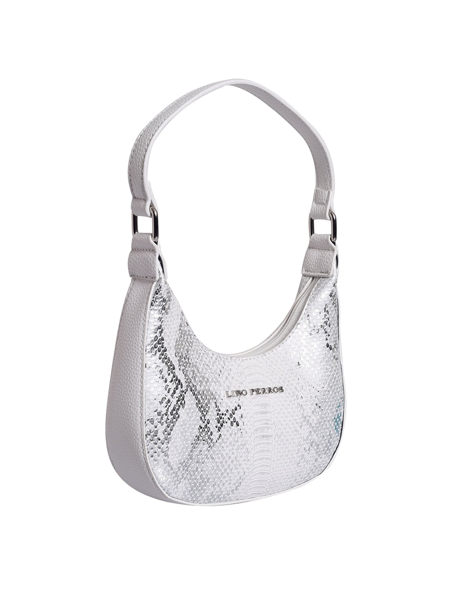 Lino Perros White Textured Small Hobo Shoulder Handbag