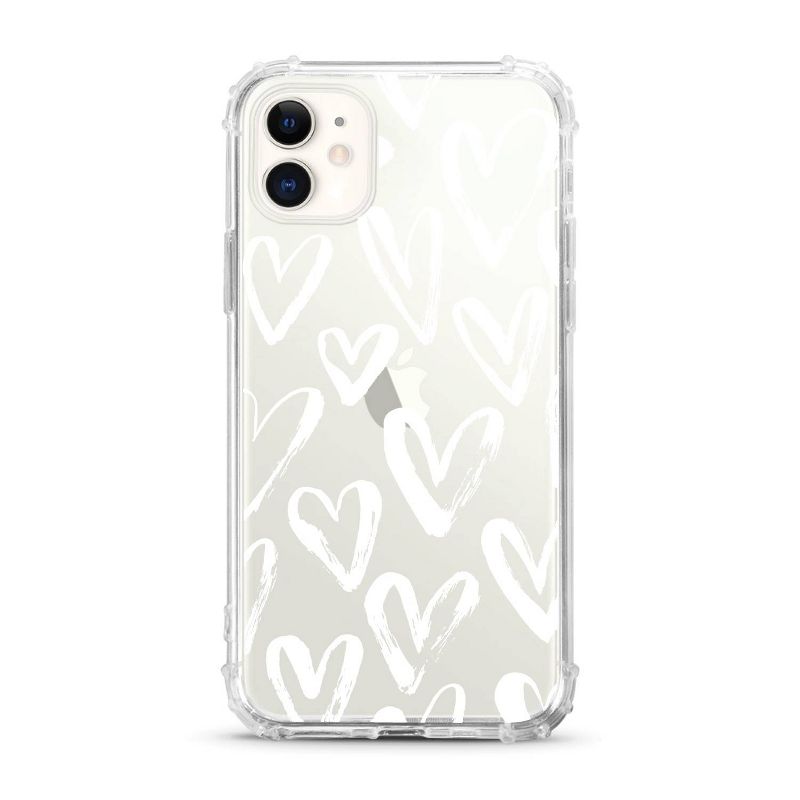 OTM Essentials Apple iPhone 11/XR Tough Edge Phone Case Clear - White Hearts