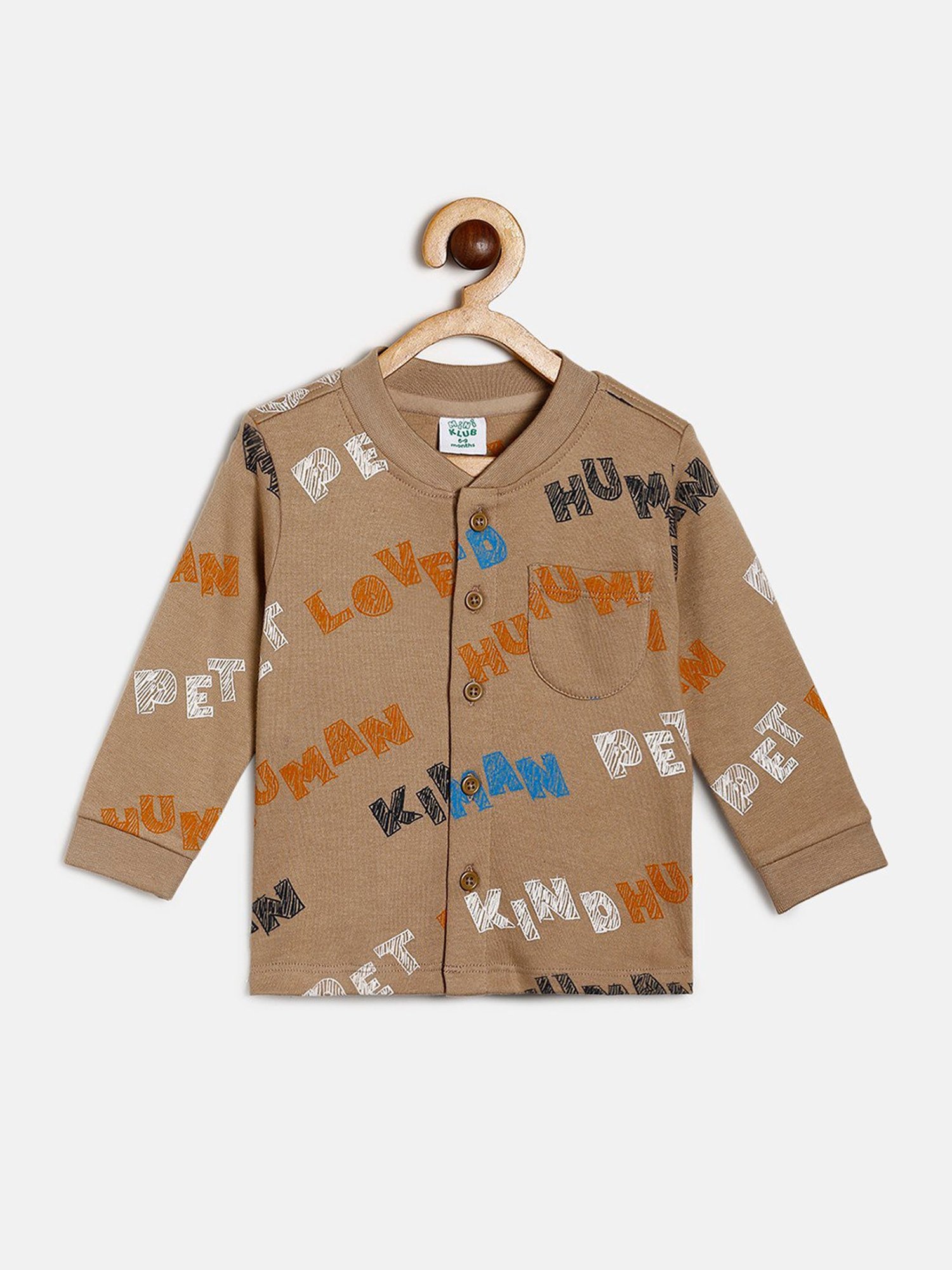 MINIKLUB Kids Brown Printed Full Sleeves Shirt