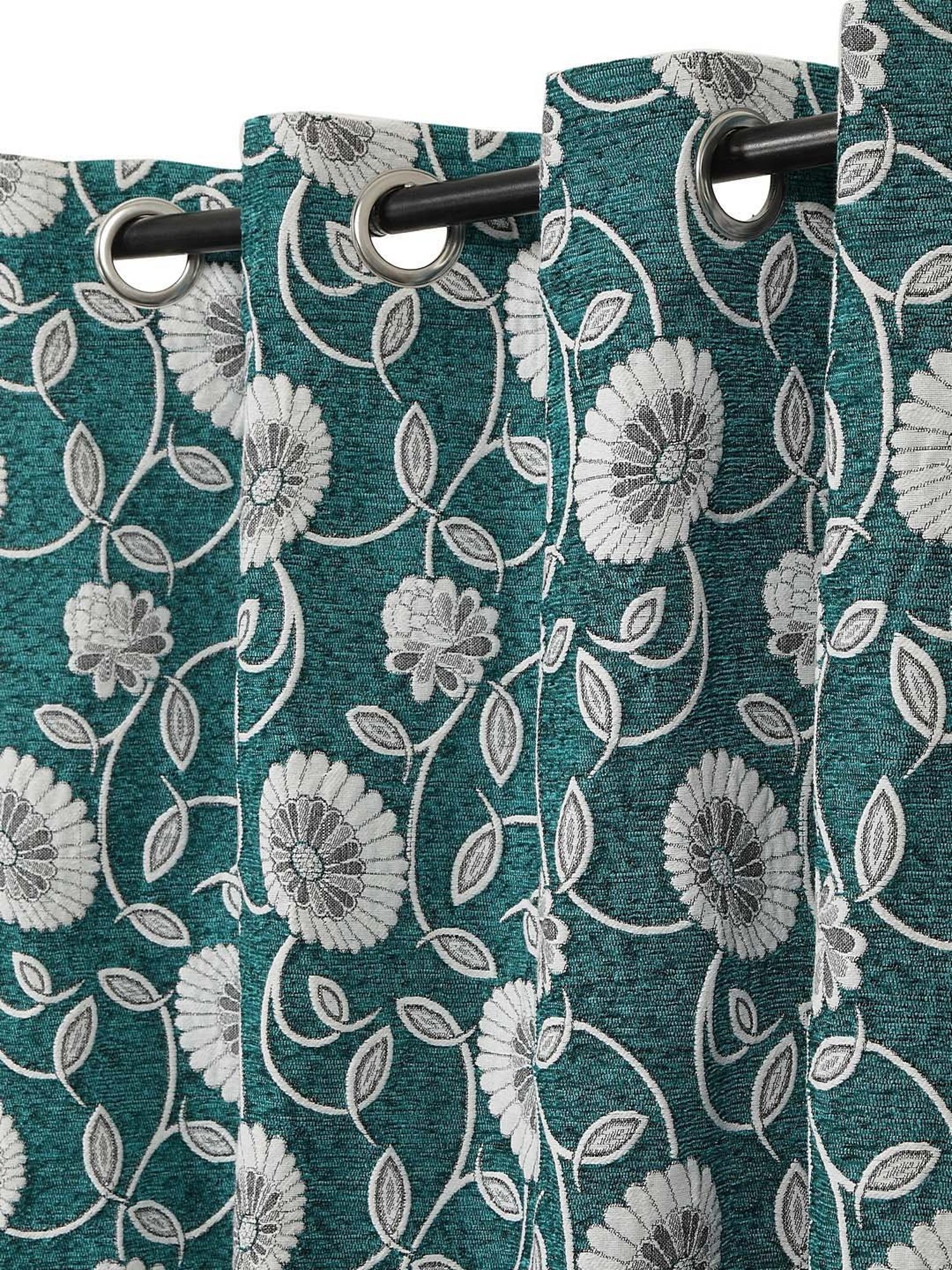 Klotthe Green & Grey Cotton 7 ft. Door Curtains - Set of 2