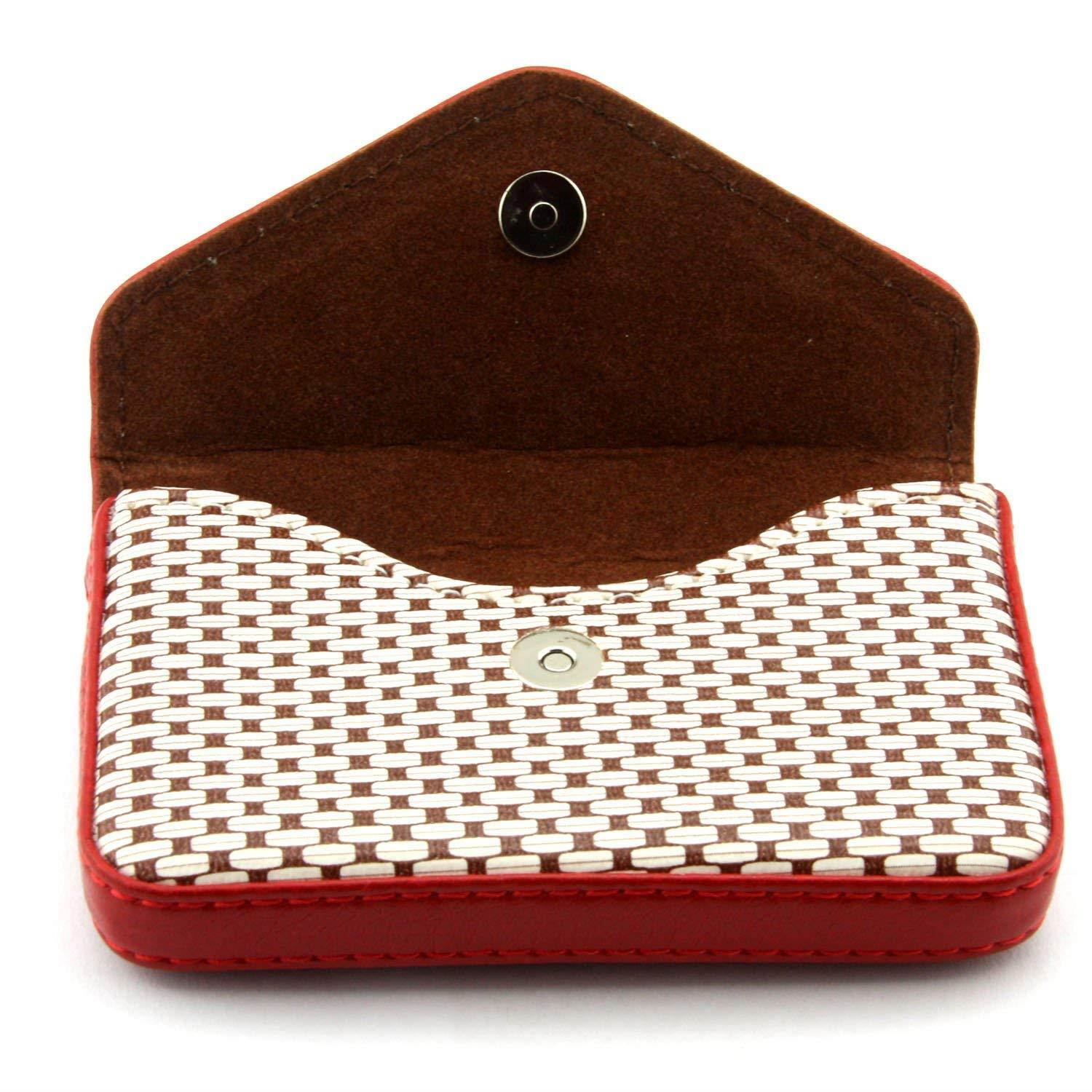 Partstock Multipurpose PU Leather Business Name Card Holder Wallet Leather Credit card ID Case / Holder / Cards Case with Magnetic Shut.Perfect Gift - Red