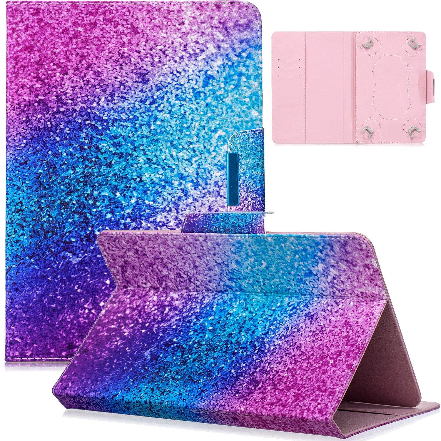 Universal Case for 7.5-8.5 inch Tablet, Dteck Pretty Cute Flip Stand Wallet Case with Card Slot PU Leather Protective Cover for iPad Mini,Kindle,Galaxy & Other 7.5-8.5 inch Tablet,Rainbow Sand