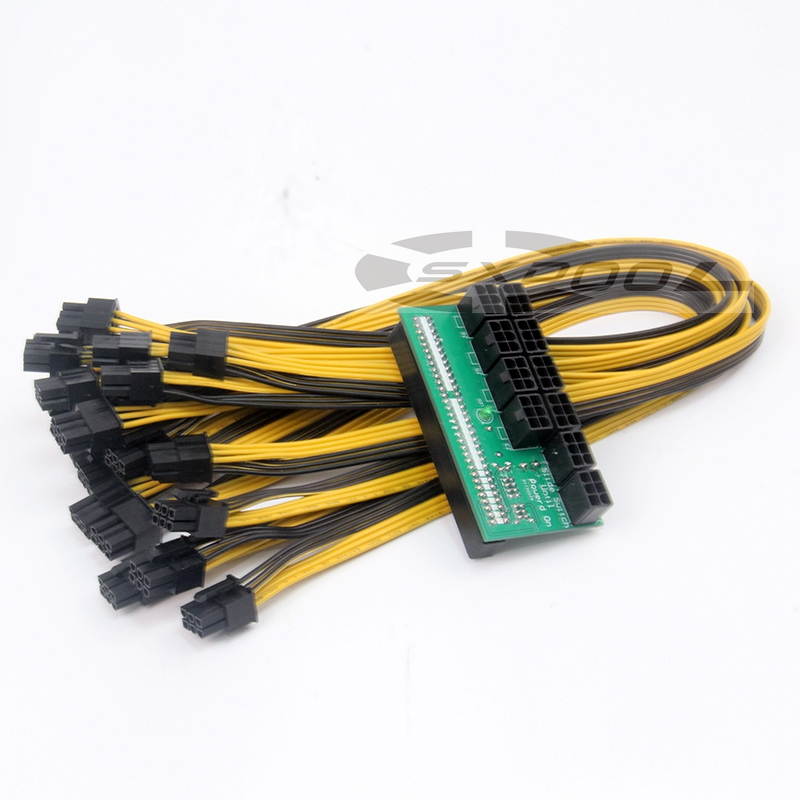 Mining machine server power conversion board connection adapter graphics cable 10pcs +10 X 6pin adapter board 1pcs 12V  (50cm Cable length)