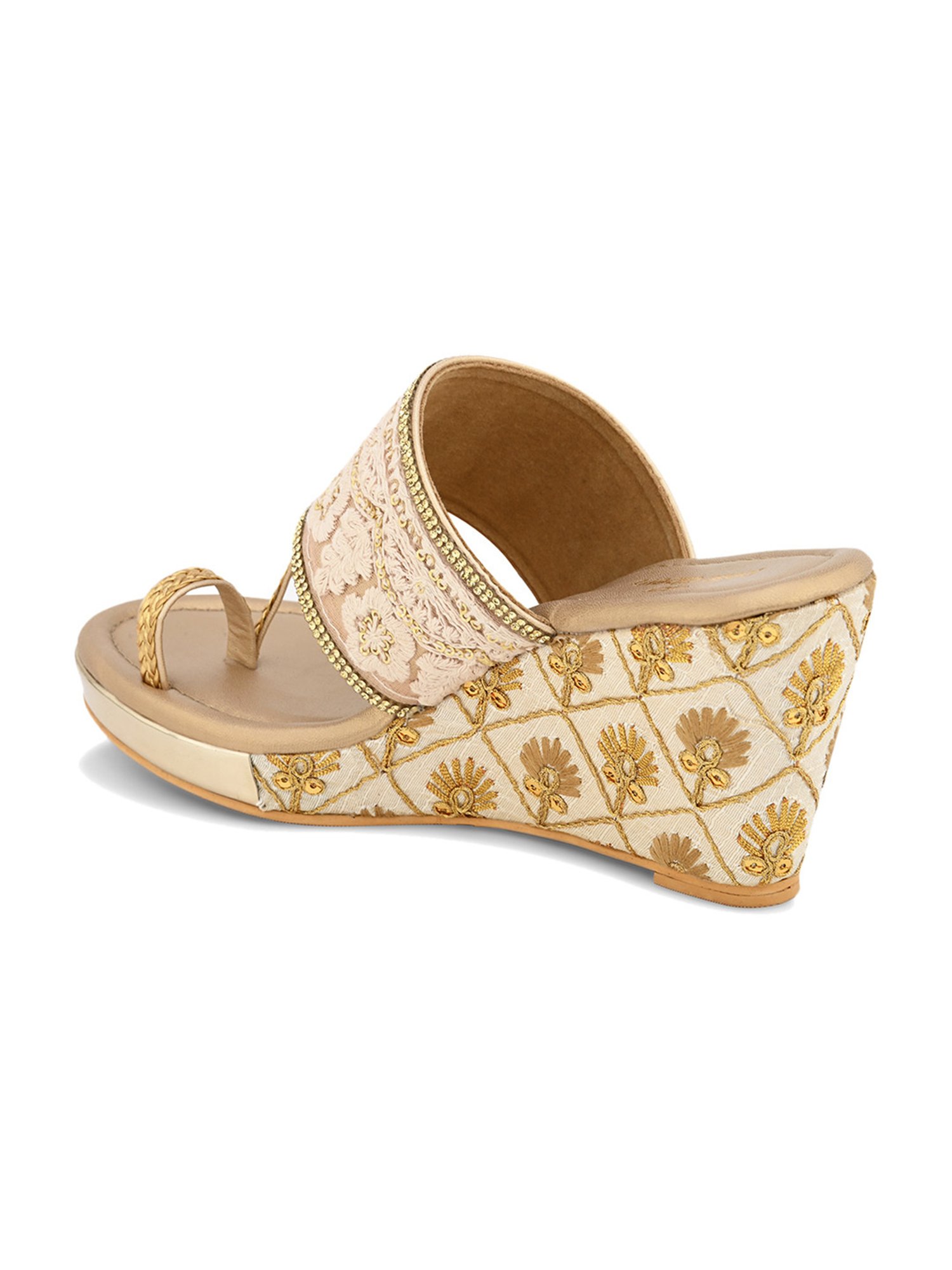 Pelle Albero Women's Gold Toe Ring Wedges