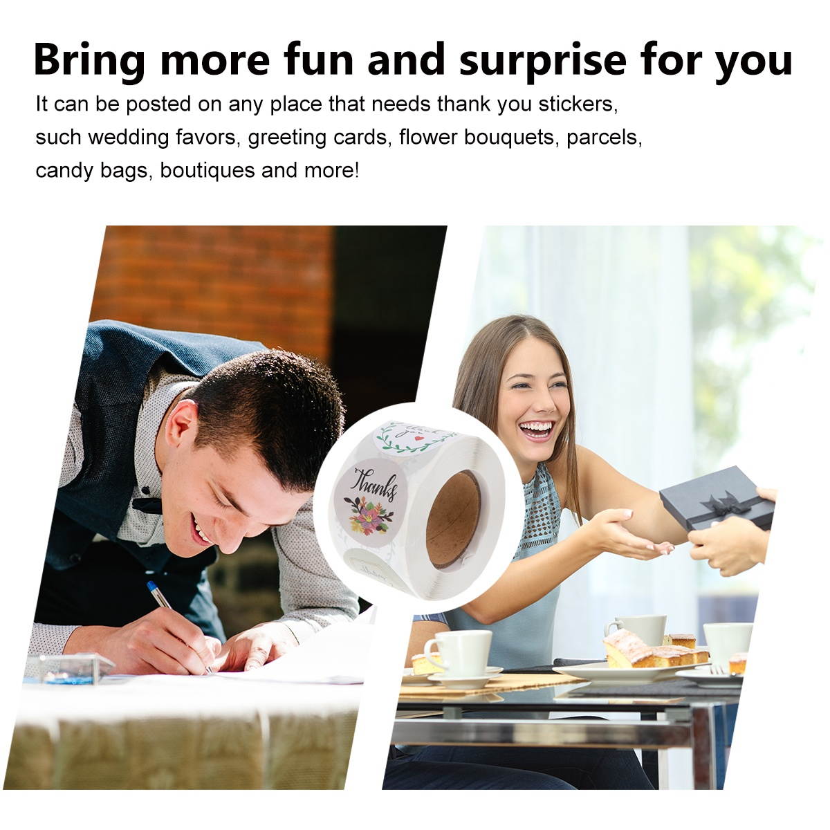 500Pcs/Roll Floral Pattern Thank You Sticker Sealing Labels Handmade Stickers