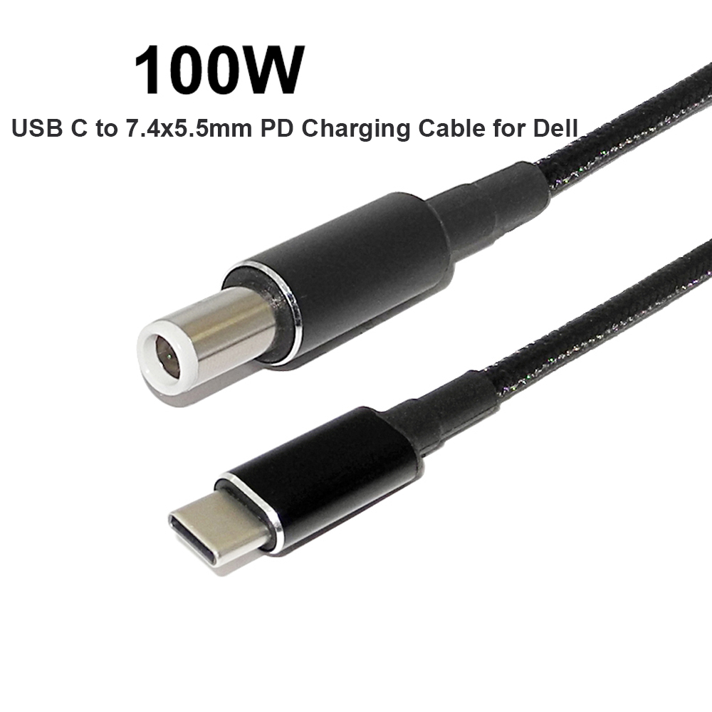 100W USB 3.1 Type C PD Power Adapter Plug Converter to 7.4x5.0mm Laptop Charging Cable Cord for Dell Laptops
