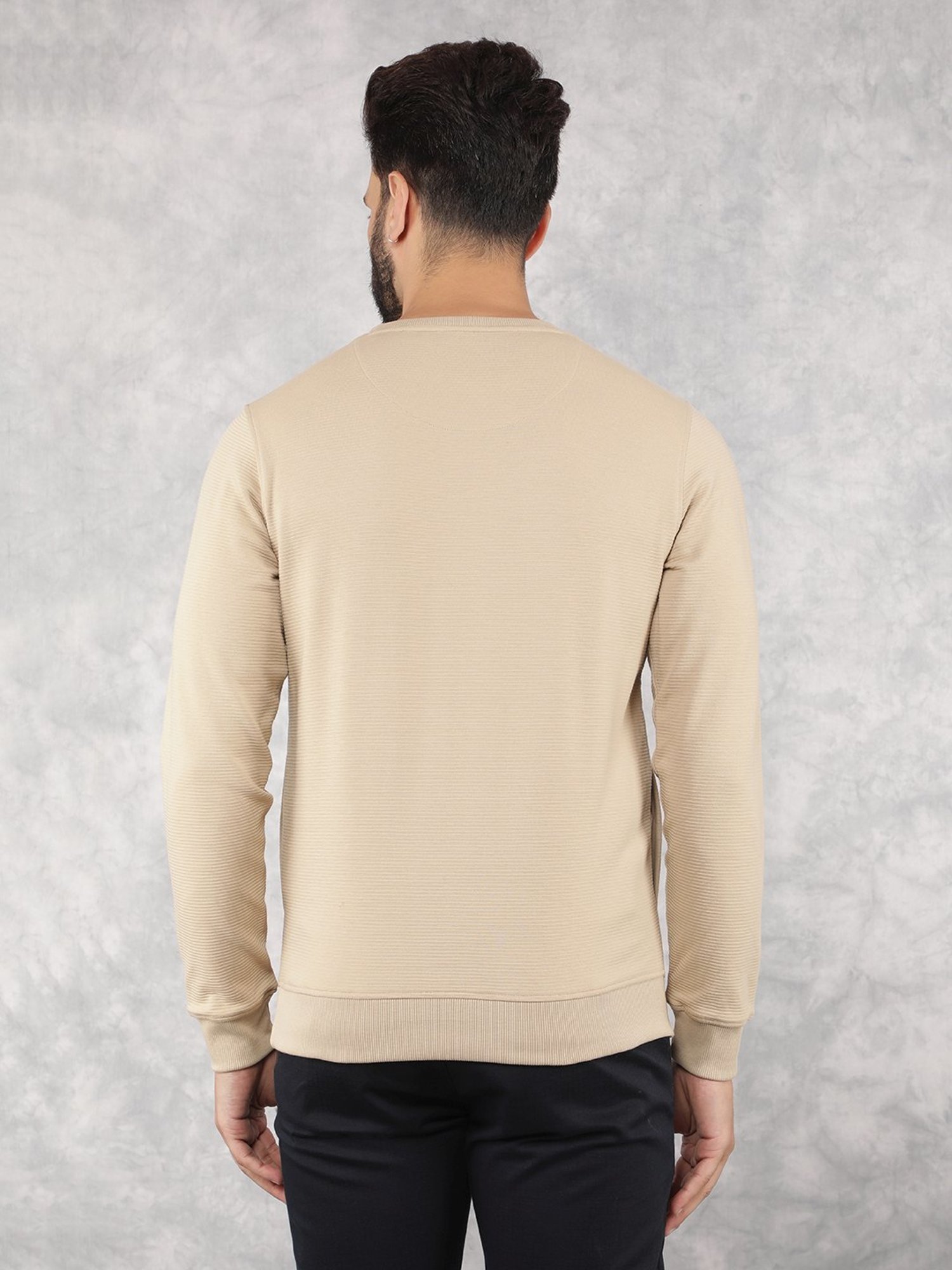 Crimsoune Club Beige Regular Fit Texture Sweatshirt