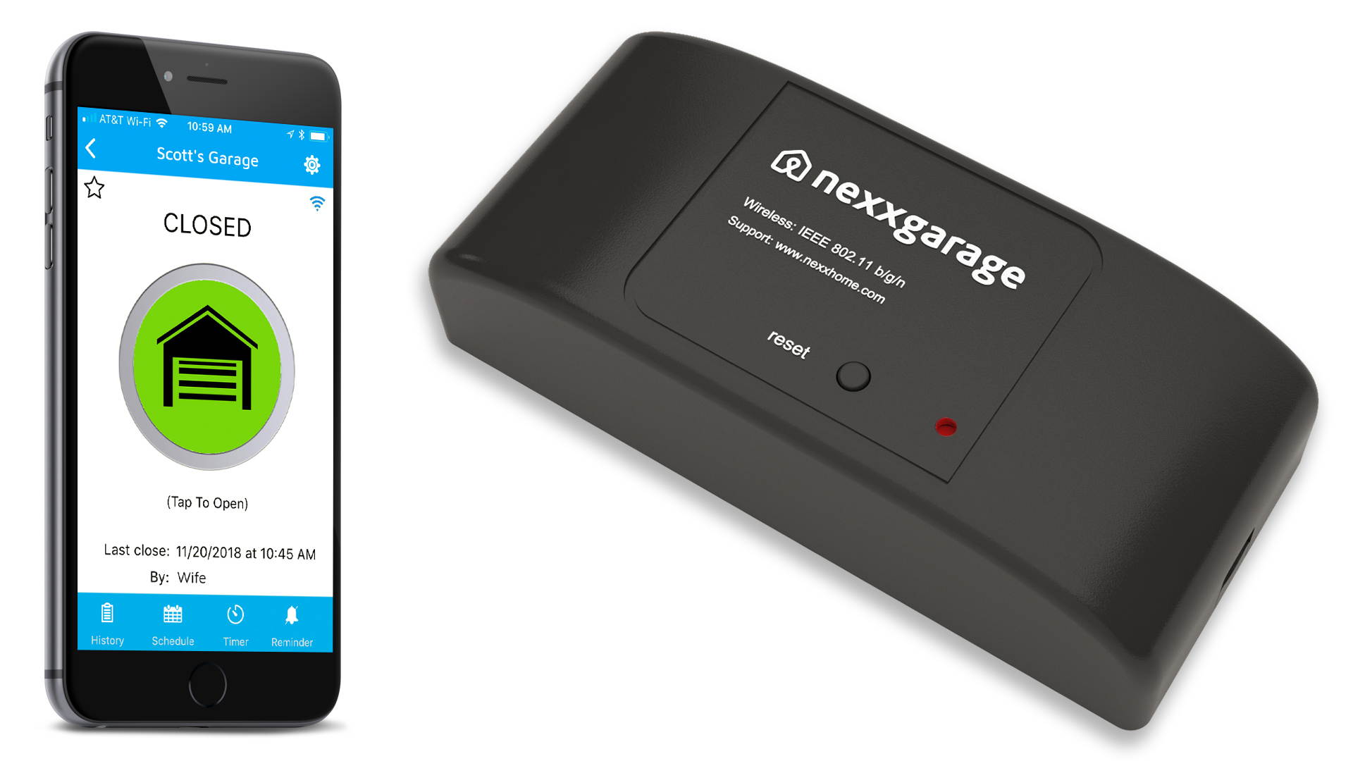 Nexx Garage - Smart WiFi Garage Door Opener using Smartphone, Amazon Alexa & Google Home.