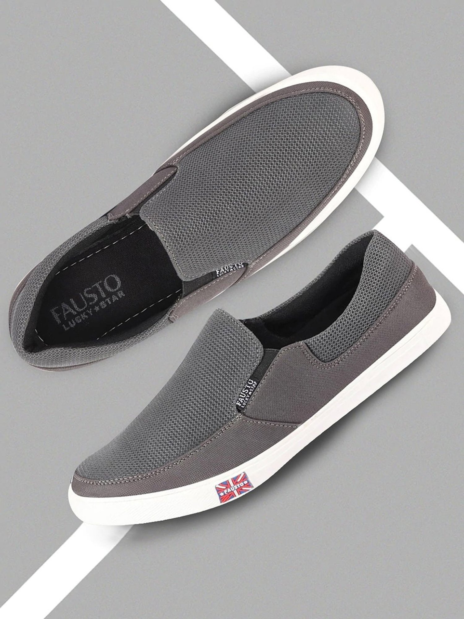 Fausto Men's Grey Casual Loafers