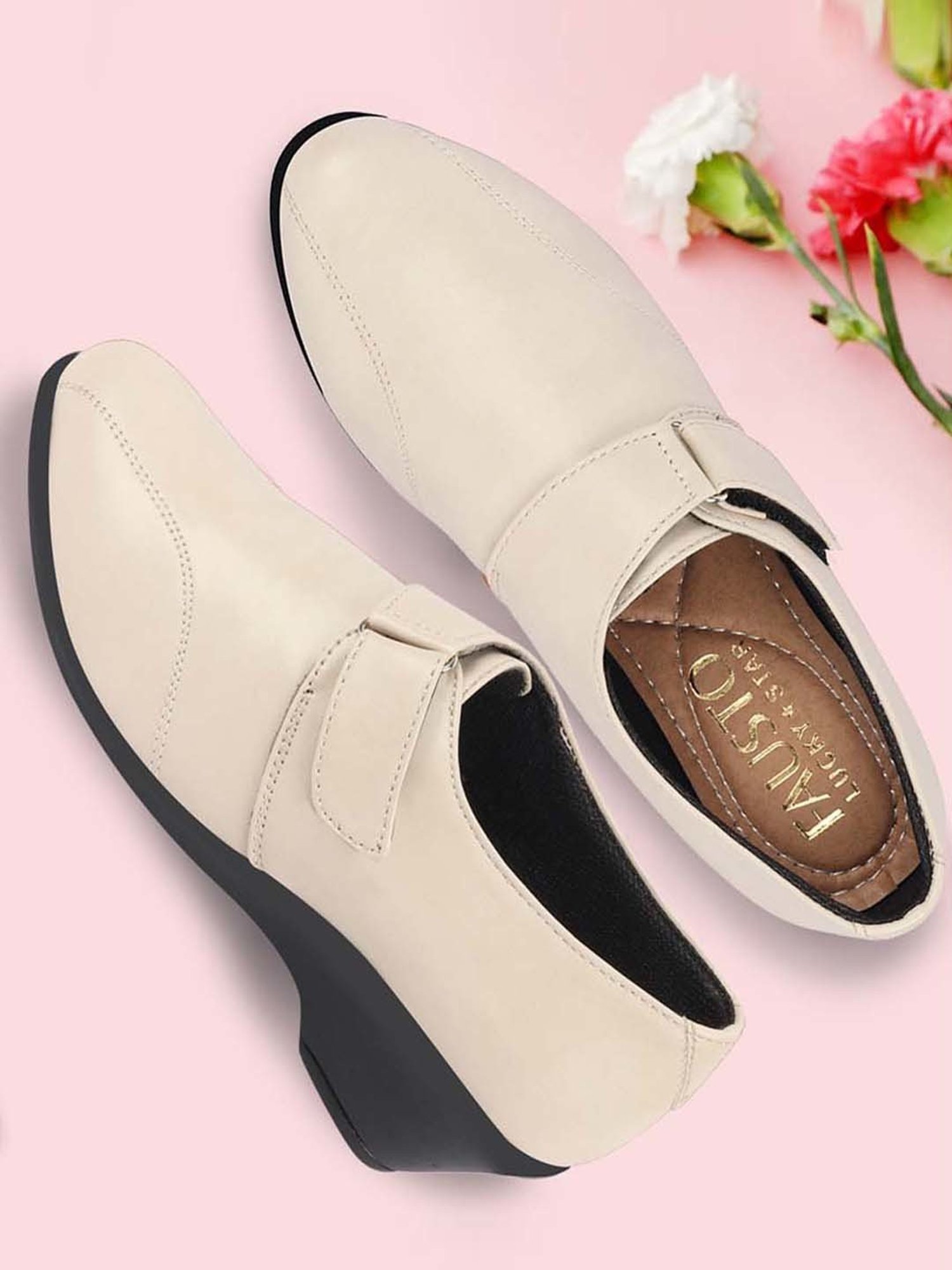 Fausto Women's Cream Wedge Loafers