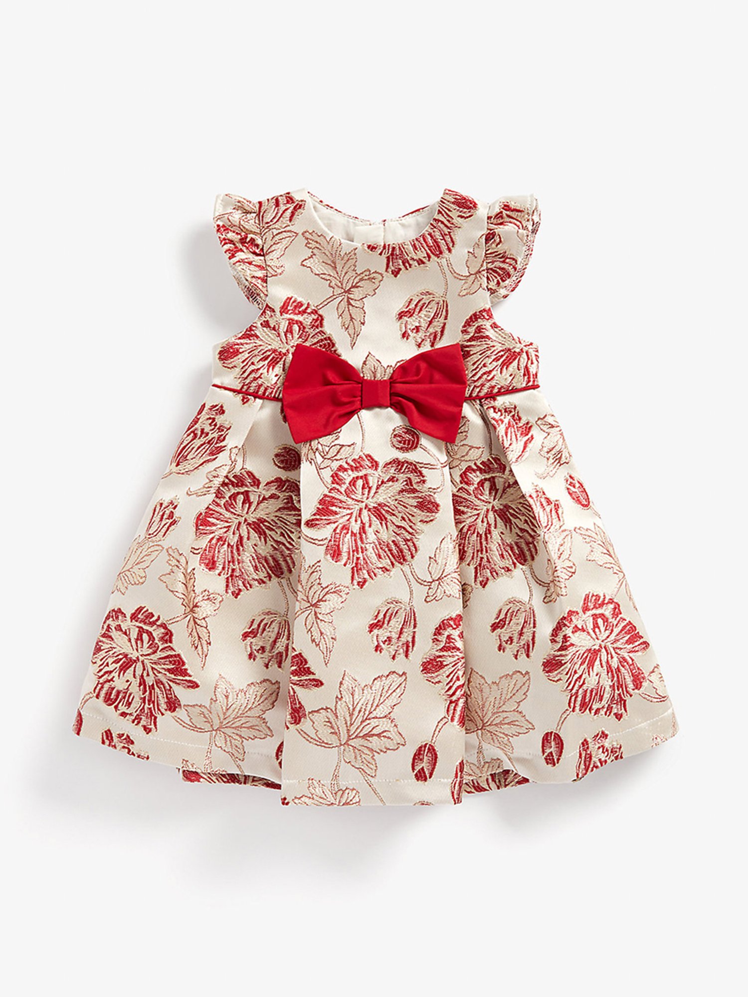 Mothercare Girls Cream Embroidered A-Line Dress