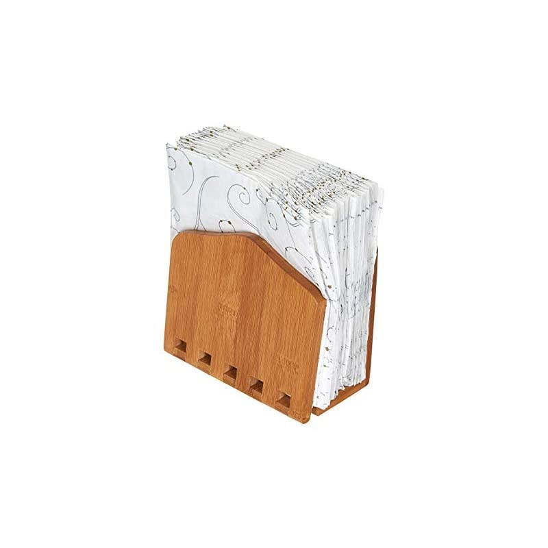 Expandable Paper Towel and Napkin Holder Bamboo For Large and Small Napkins Storage Dispenser