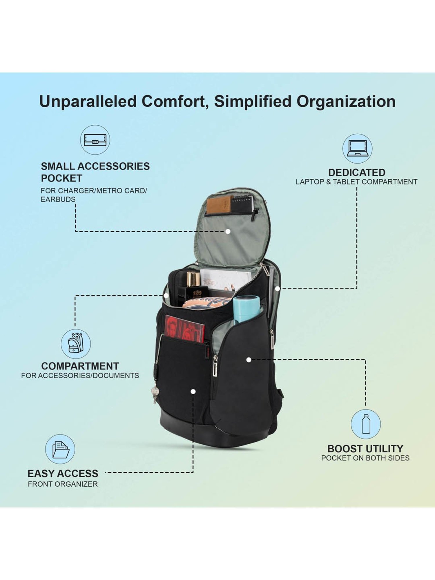 Red Tape 30 L Black Large Laptop Backpack