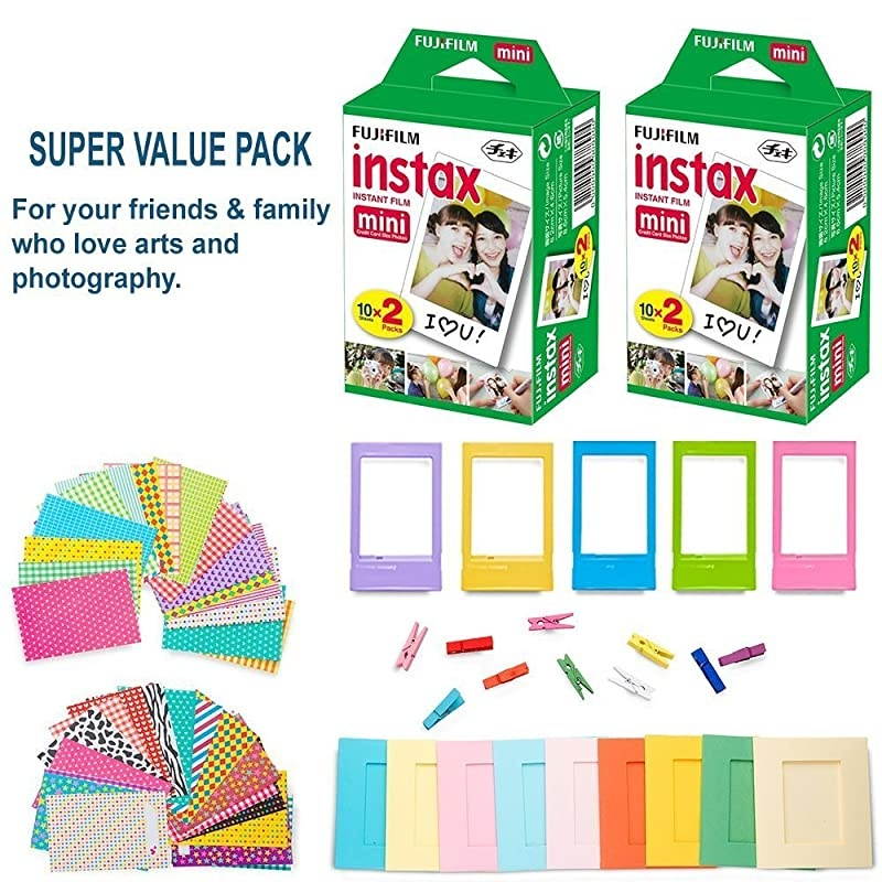 Instax Mini 9 Camera with Fuji Instant Film 40 Sheets amp Accessories Bundle Includes Case Filters Album Lens and More