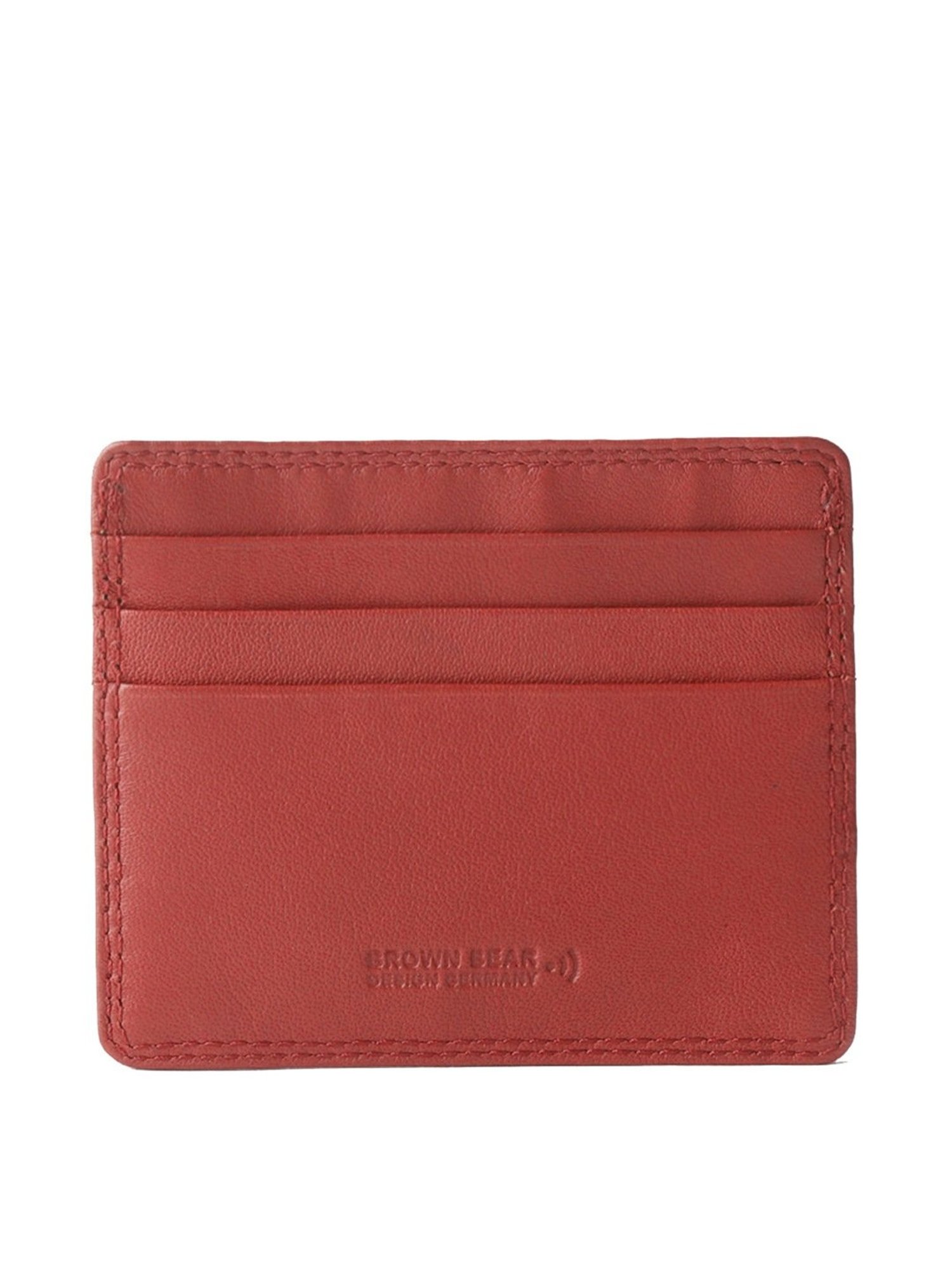 Brown Bear Red Casual Leather Rfid Card Holder for Men