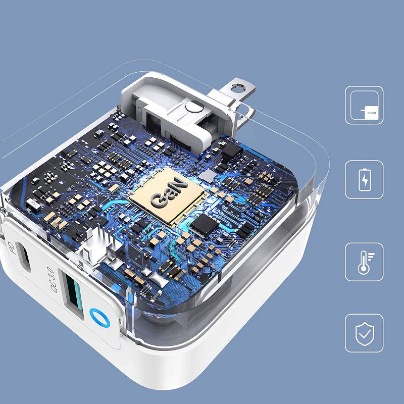 LETSCOM USB C Charger GaN Tech 65W Type C Fast Charger and USB Power Adapter - P46-1C1Q - White