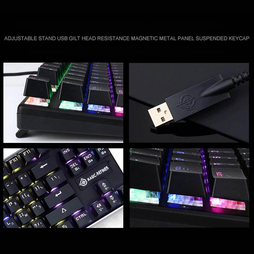 Docooler Mechanical Gaming Keyboard USB Wired RGB Backlight Blue Switch 87 Keys for Gamer Office E-Sports Magic-Refiner
