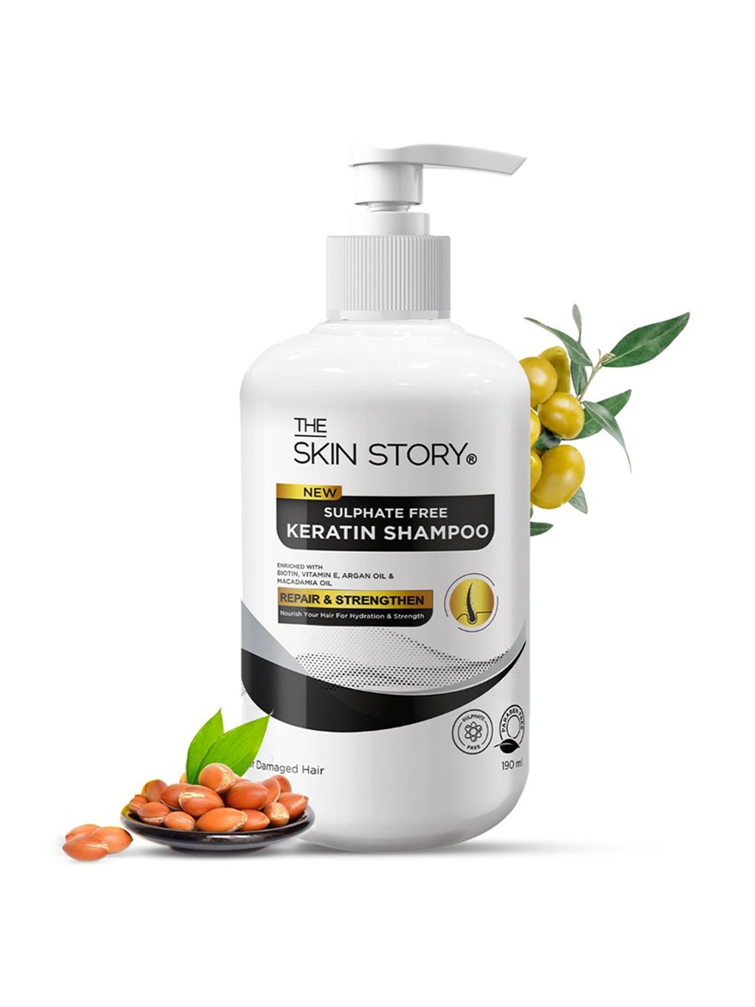 The Skin Story Argan Oil & Vitamin E Sulphate Free Keratin Shampoo - 190 ml